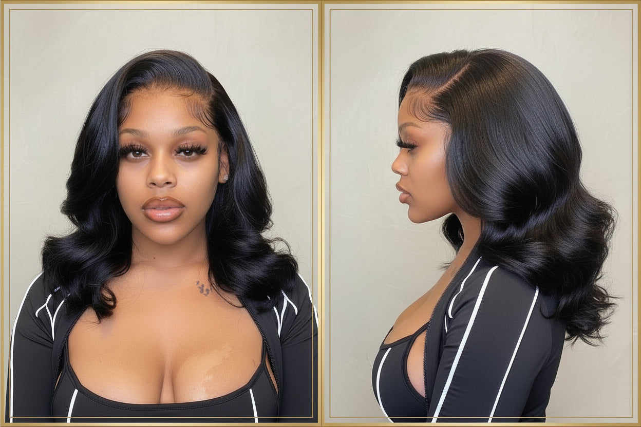 Highlight Wig Human Hair Wigs Short Bob Wig For Black Women T Part Brazilian Pre Plucked With Baby Hair Body Wave Lace Front Wigs For Black Women Cosplay Wigs For Women by Stevvex