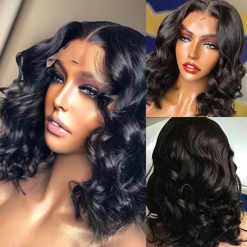 Highlight Wig Human Hair Wigs Short Bob Wig For Black Women T Part Brazilian Pre Plucked With Baby Hair Body Wave Lace Front Wigs For Black Women Cosplay Wigs For Women by Stevvex