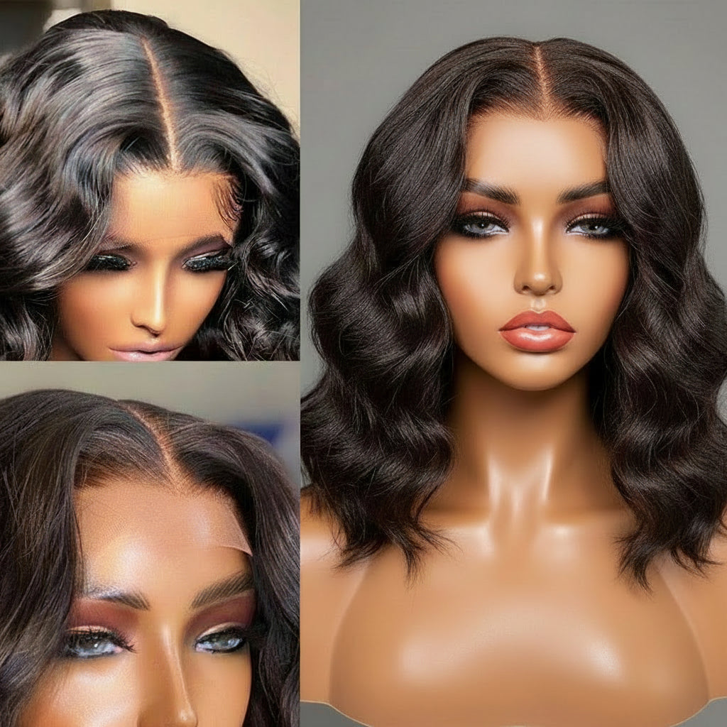 Highlight Wig Human Hair Wigs Short Bob Wig For Black Women T Part Brazilian Pre Plucked With Baby Hair Body Wave Lace Front Wigs For Black Women Cosplay Wigs For Women by Stevvex