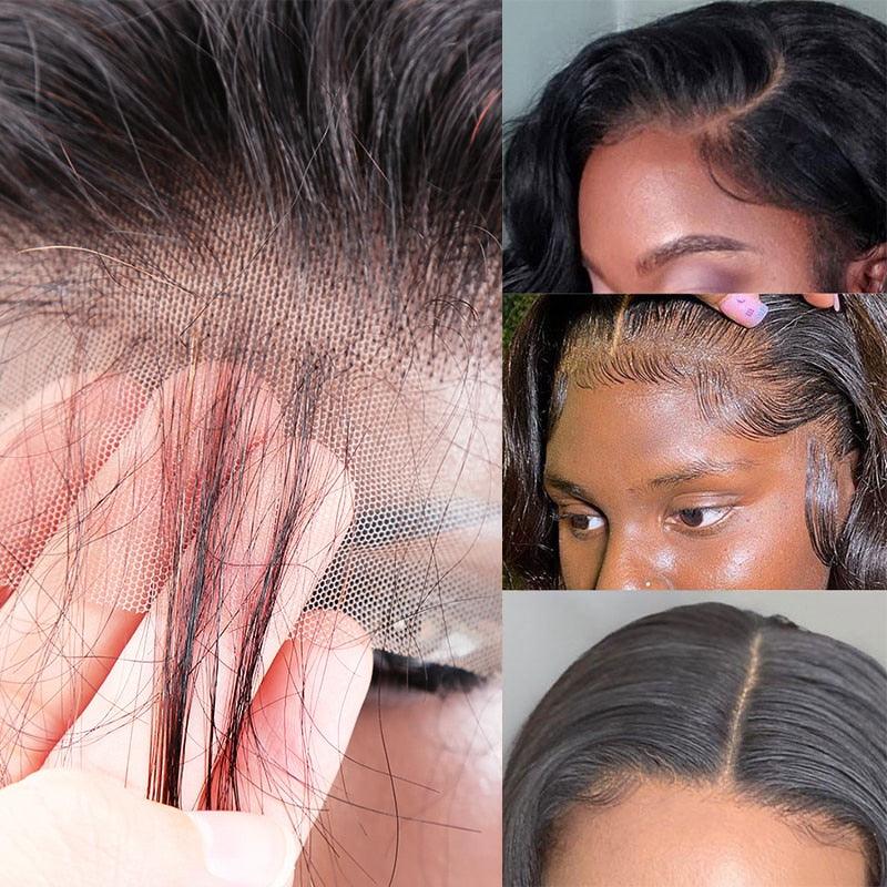 Highlight Wig Human Hair Wigs Short Bob Wig For Black Women T Part Brazilian Pre Plucked With Baby Hair Body Wave Lace Front Wigs For Black Women Cosplay Wigs For Women by Stevvex