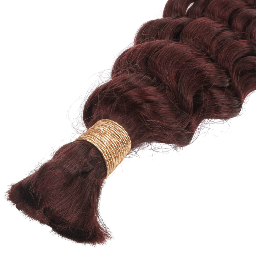 Burgundy Deep Wave Color 99J Bulk 100% Human Braiding Hair by Private Label