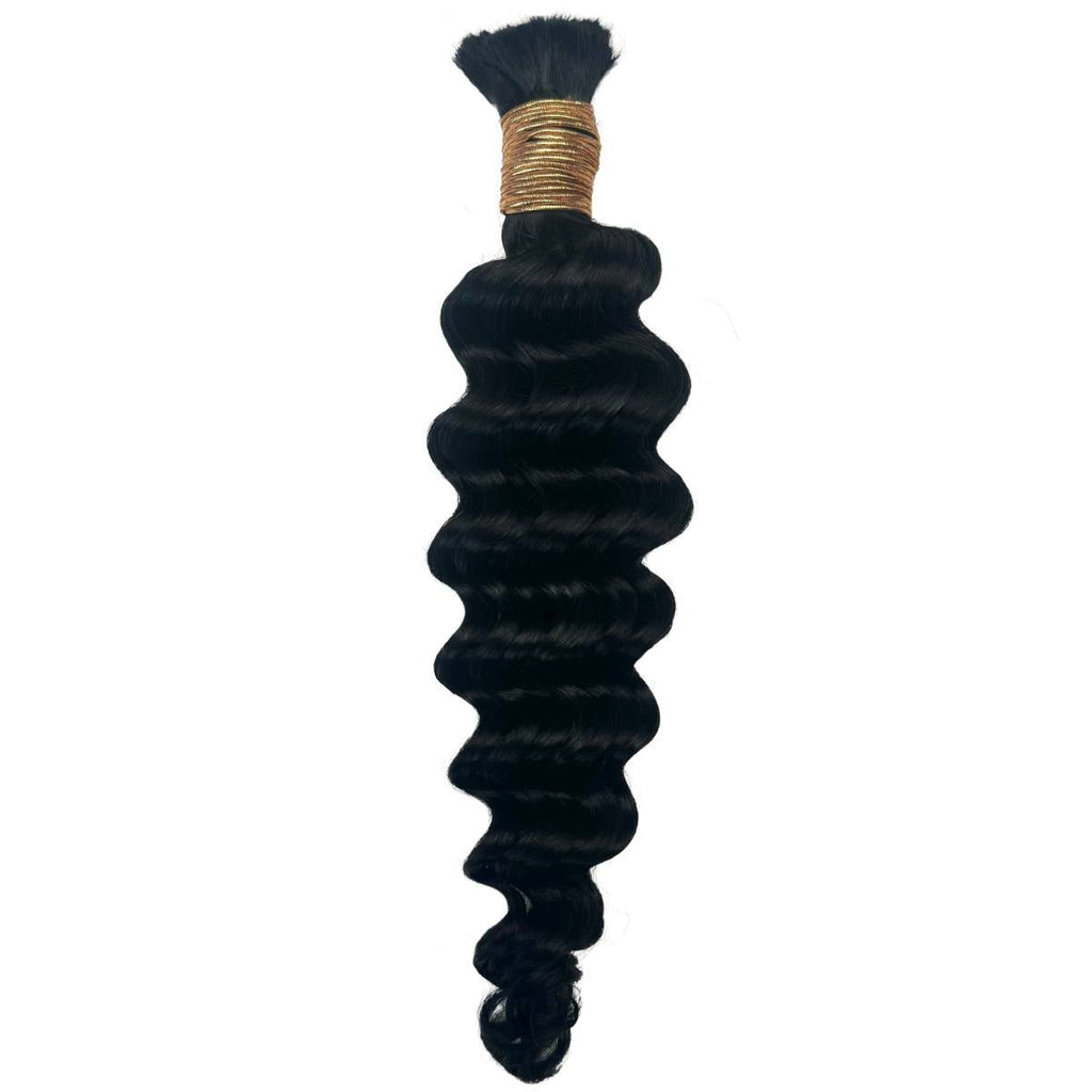 Jet Black Deep Wave Bulk 100% Human Braiding Hair by Private Label