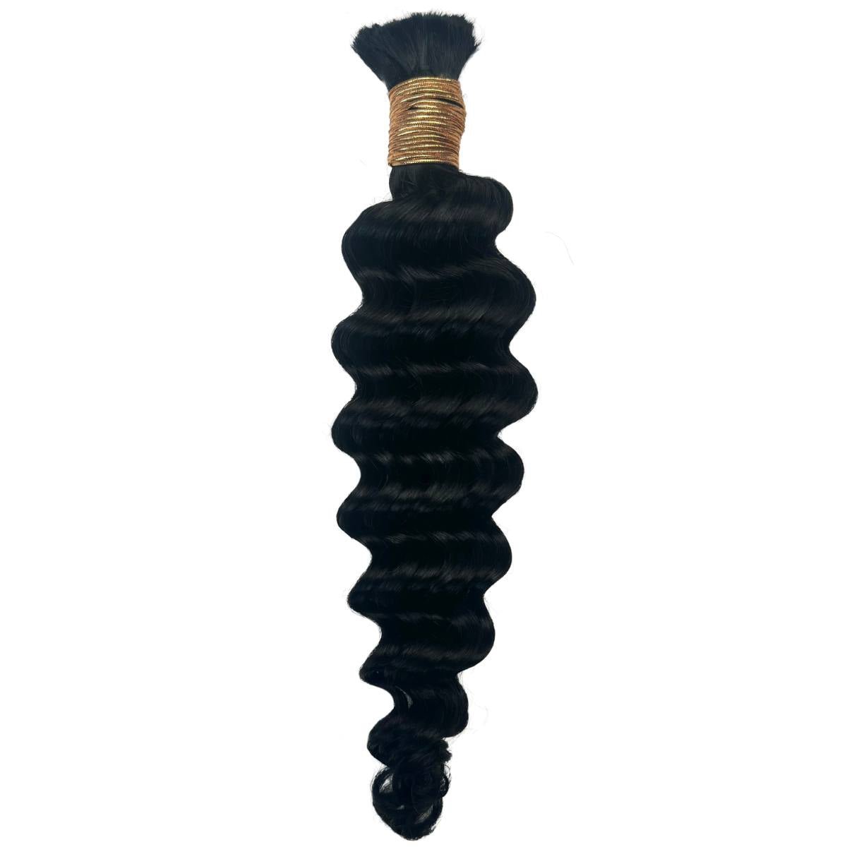 Jet Black Deep Wave Bulk 100% Human Braiding Hair by Private Label