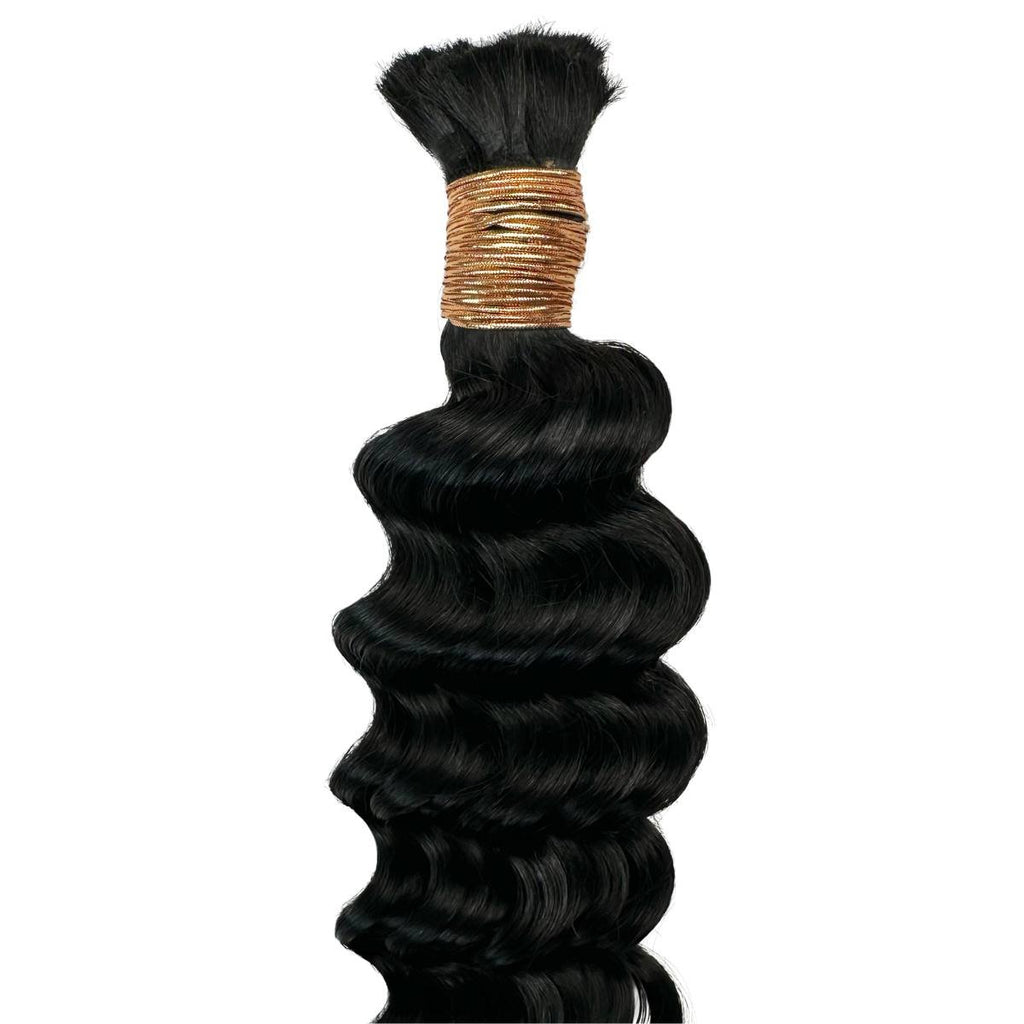 Jet Black Deep Wave Bulk 100% Human Braiding Hair by Private Label