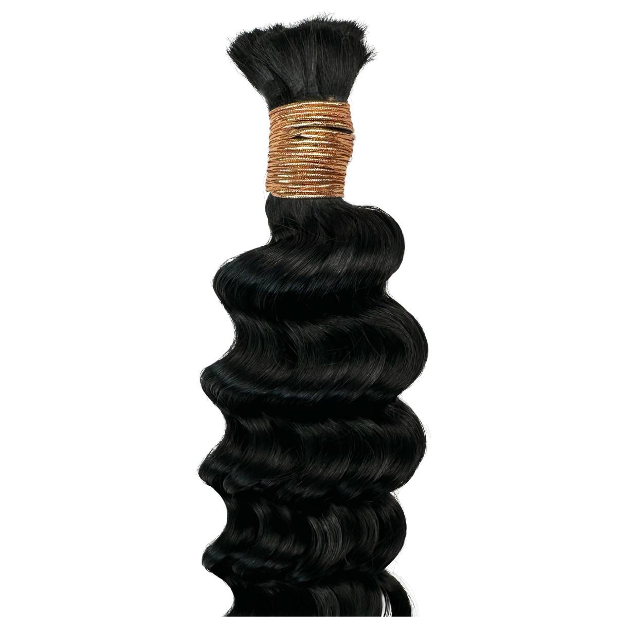 Jet Black Deep Wave Bulk 100% Human Braiding Hair by Private Label