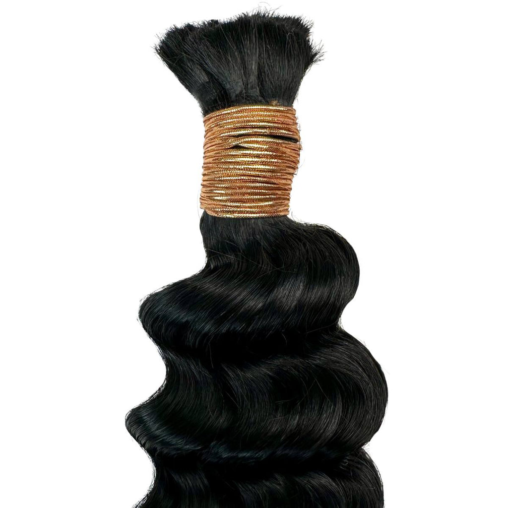 Jet Black Deep Wave Bulk 100% Human Braiding Hair by Private Label