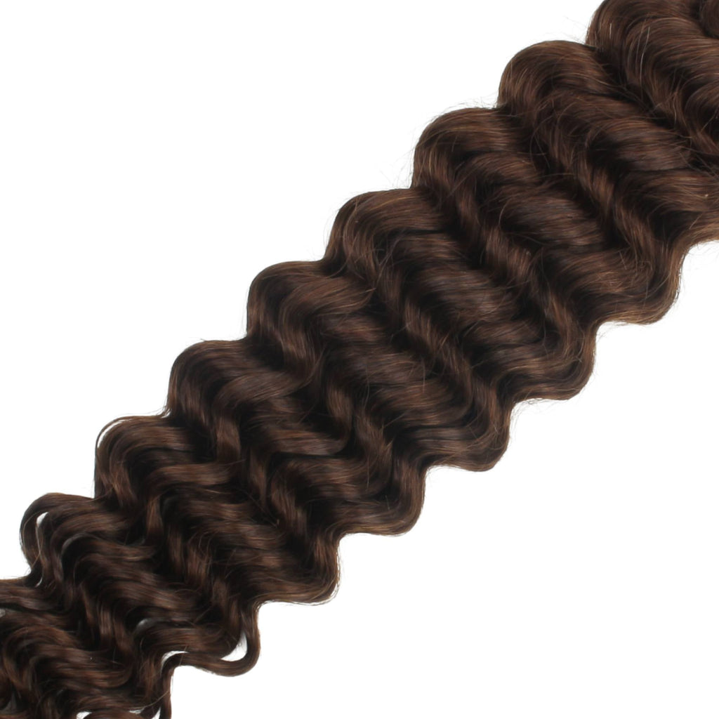 Medium Brown Deep Wave Color 4 Bulk 100% Human Braiding Hair by Private Label