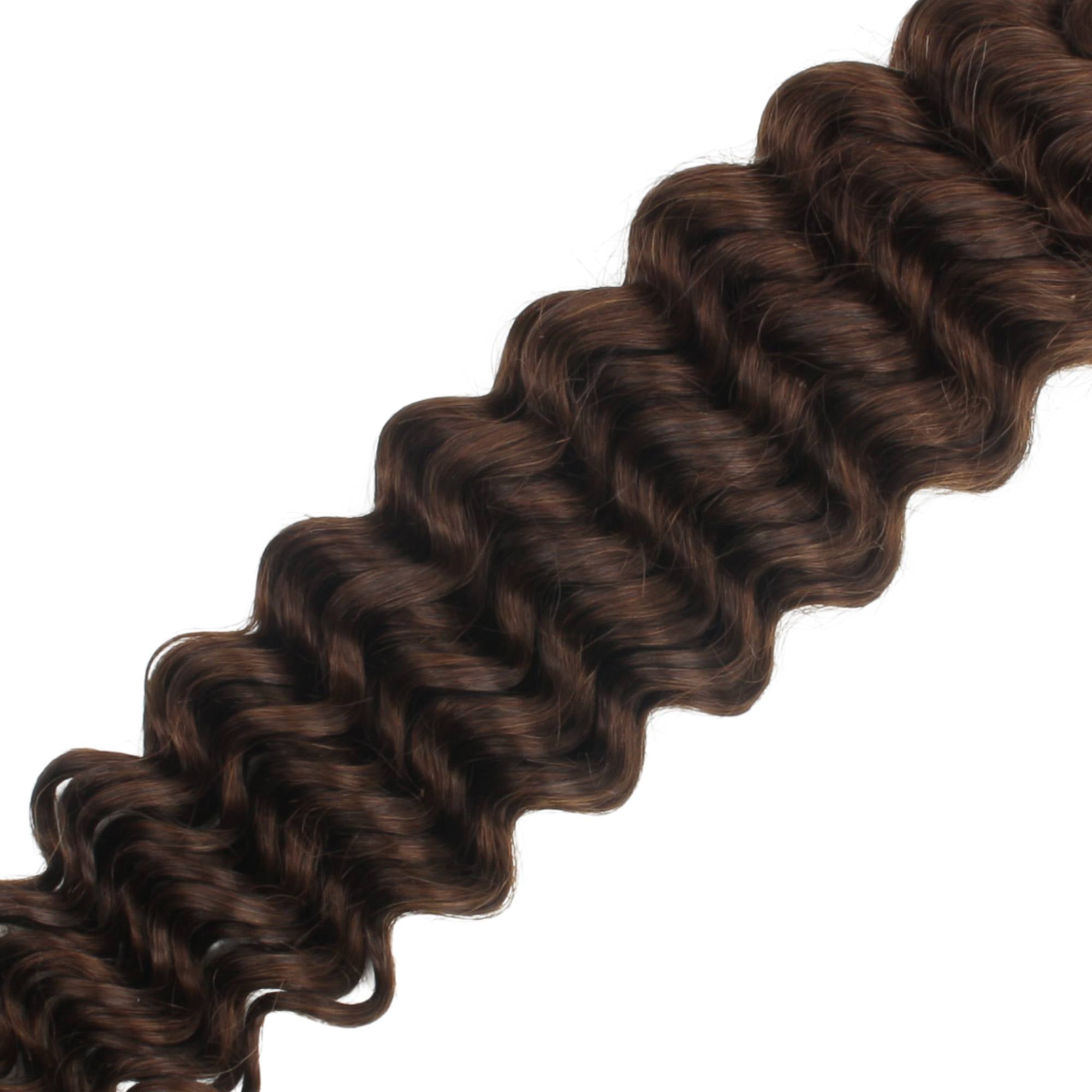 Medium Brown Deep Wave Color 4 Bulk 100% Human Braiding Hair by Private Label