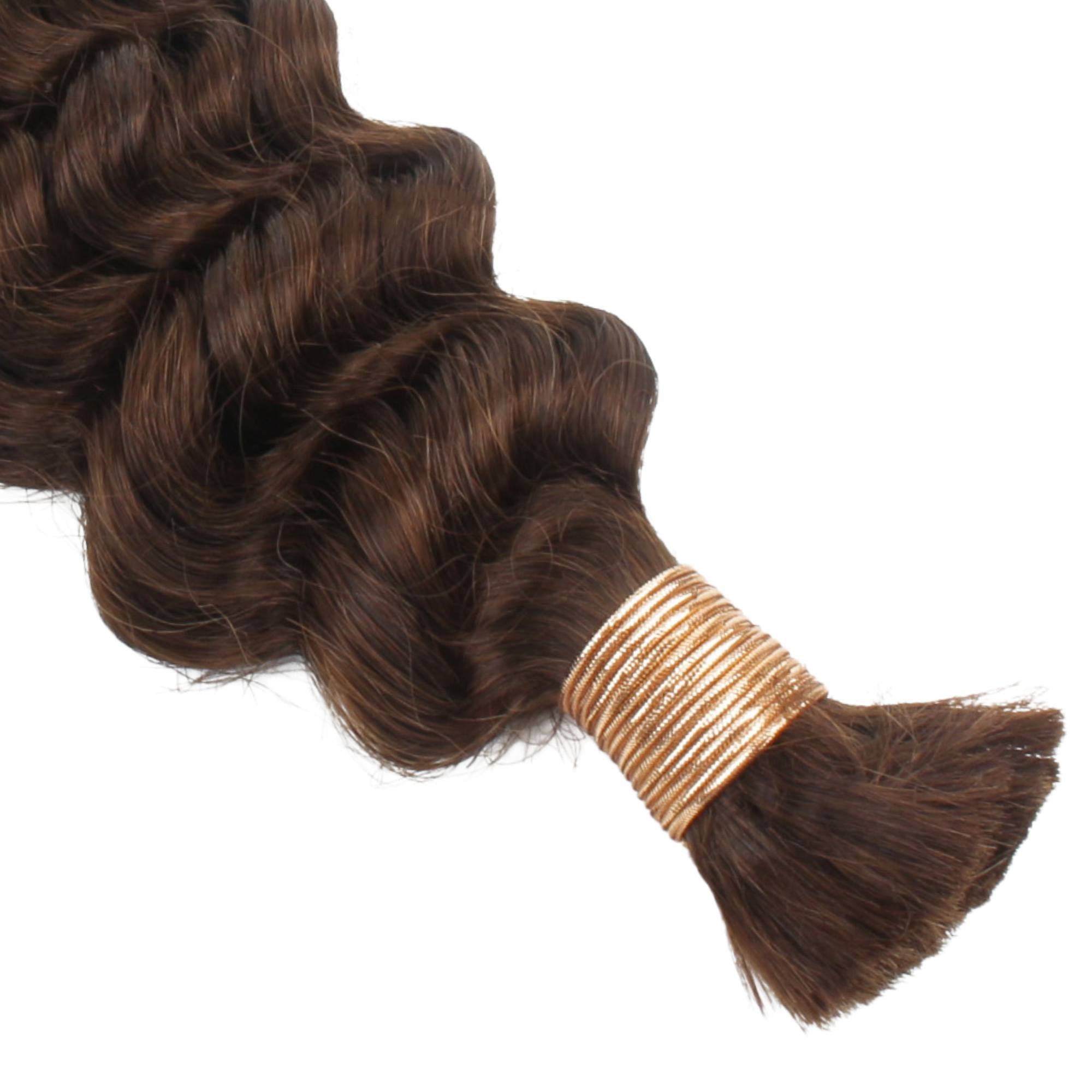 Medium Brown Deep Wave Color 4 Bulk 100% Human Braiding Hair by Private Label