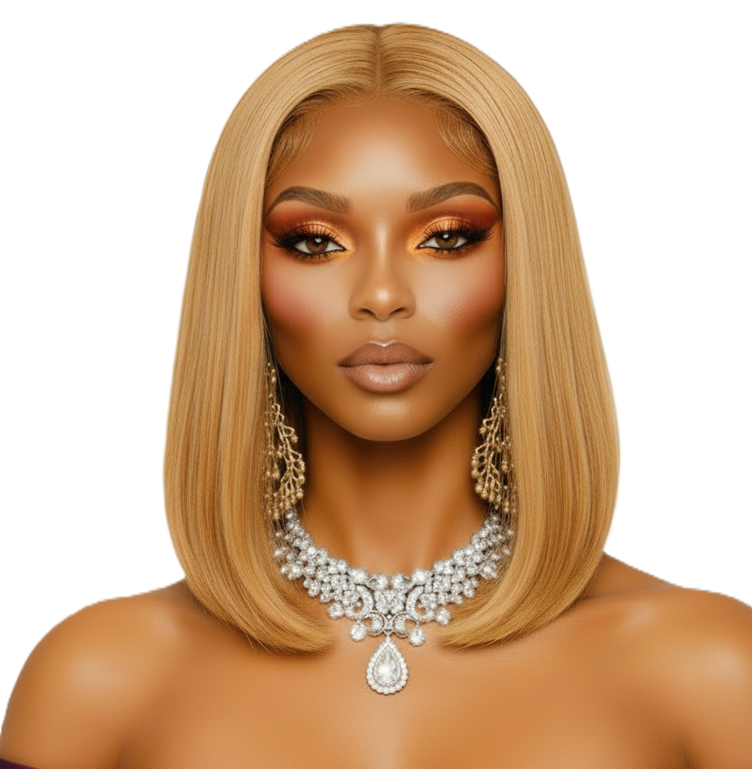 Honey Blonde Short Bob 18' Swiss Lace Front Brazilian Human Unprocessed Remy Hair by Zernabella