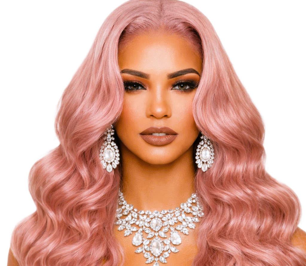 Princess Pink Brazilian Hair 24' Glueless Body Wave Human Hair Pre-cut Lace Front Wigs by Zernabella