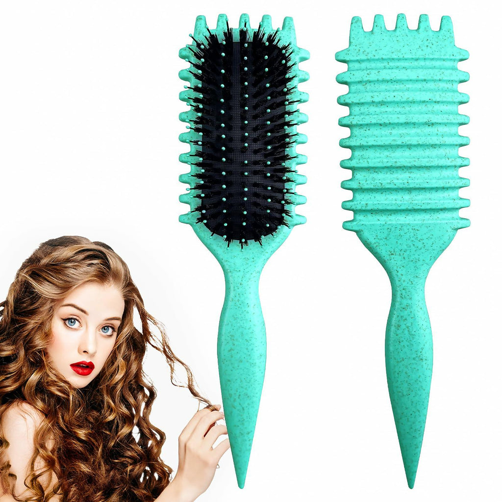 [Like New] Candy Brush Curly Hair Defining Boar Bristle Brush Green by Deal US