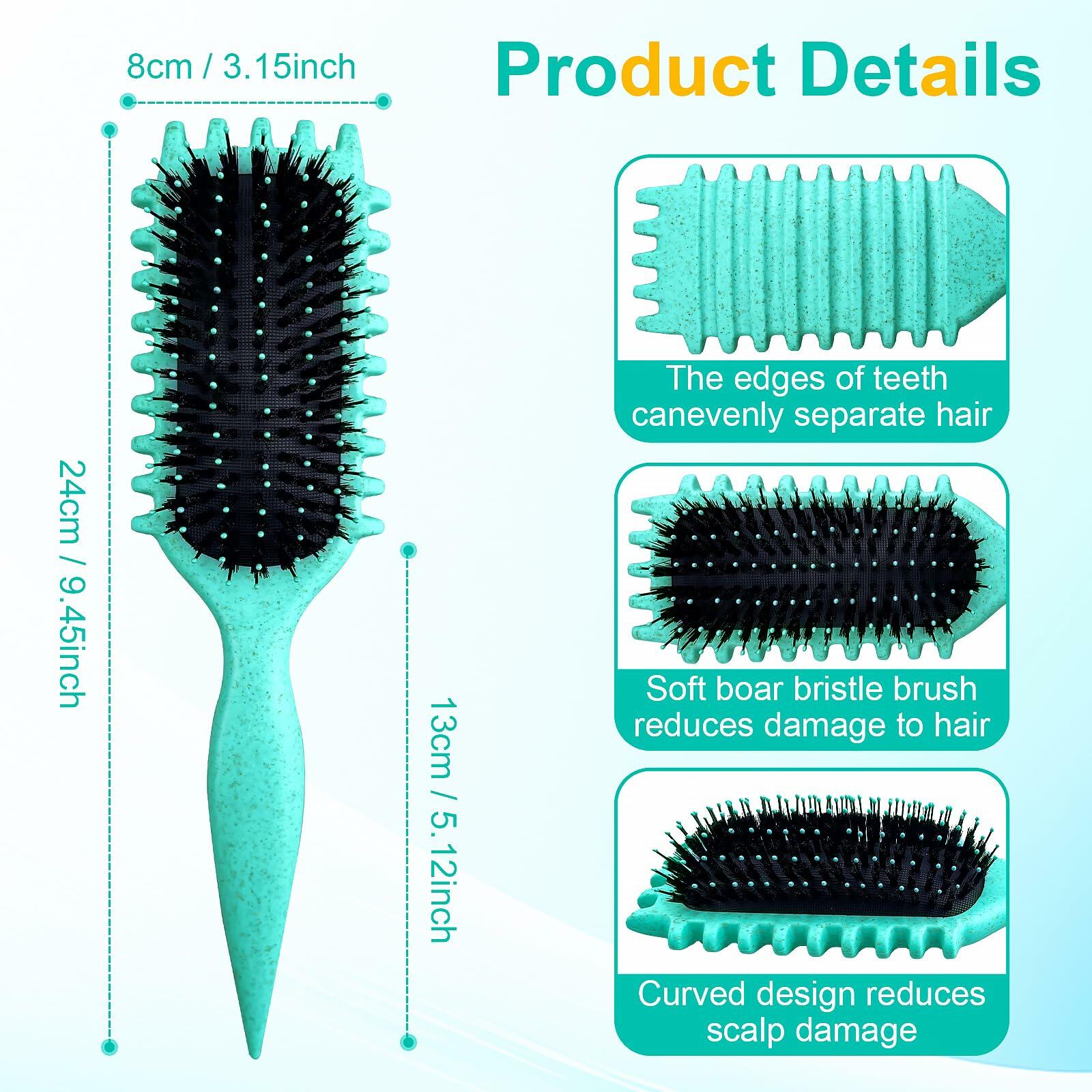 [Like New] Candy Brush Curly Hair Defining Boar Bristle Brush Green by Deal US