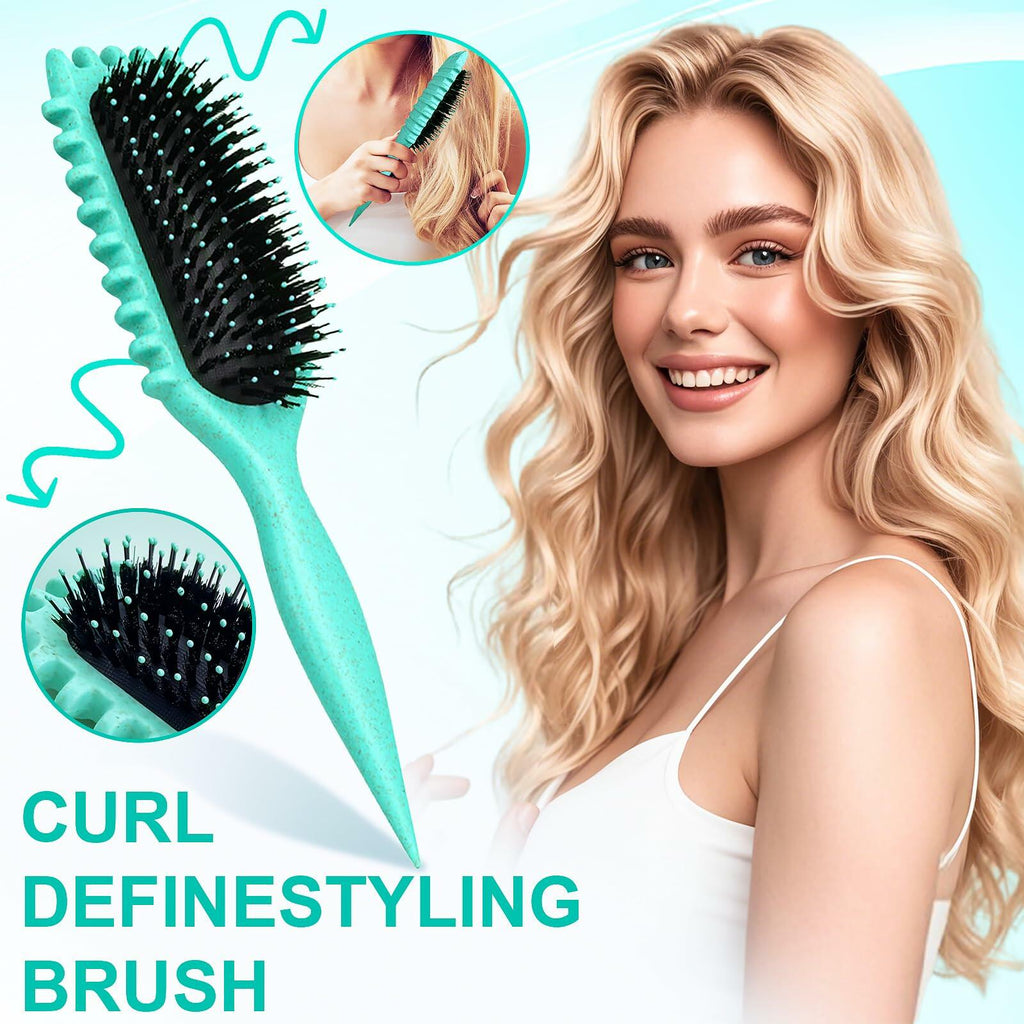 [Like New] Candy Brush Curly Hair Defining Boar Bristle Brush Green by Deal US