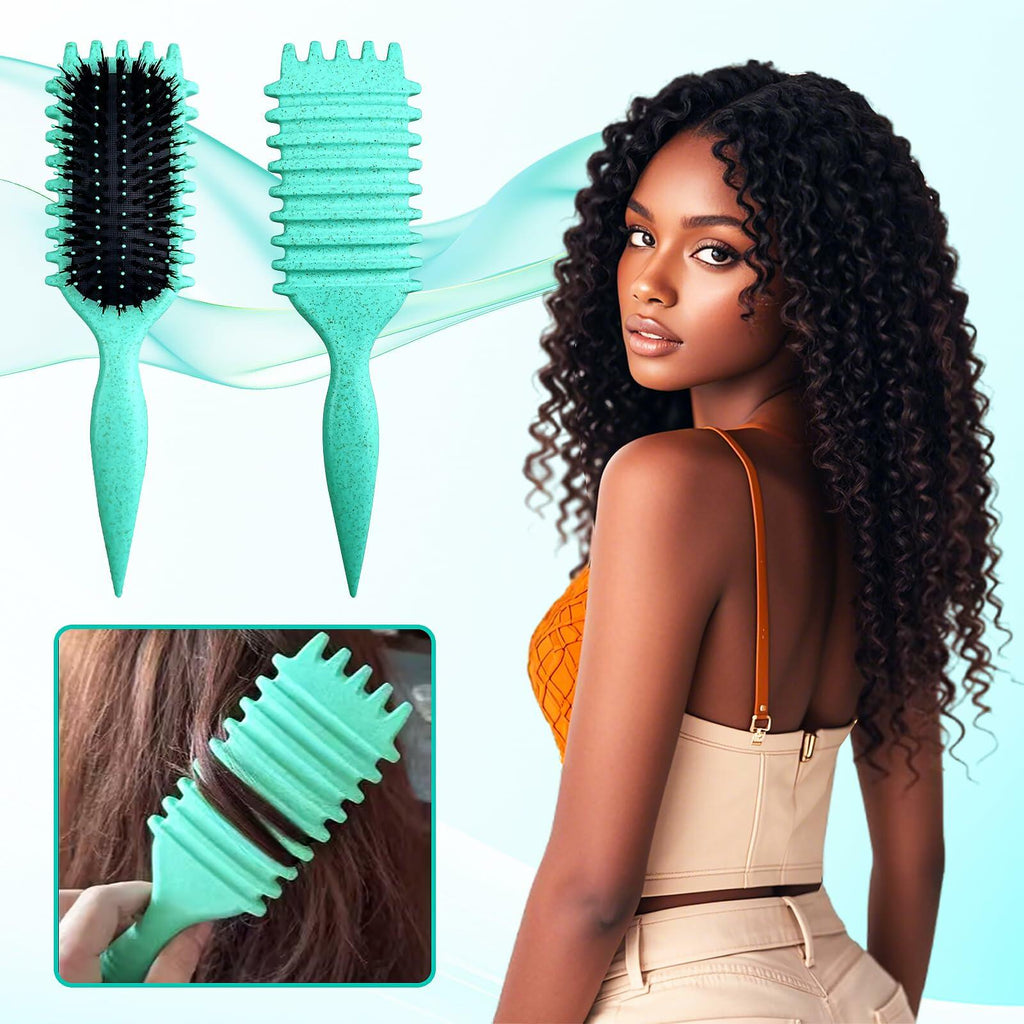 [Like New] Candy Brush Curly Hair Defining Boar Bristle Brush Green by Deal US