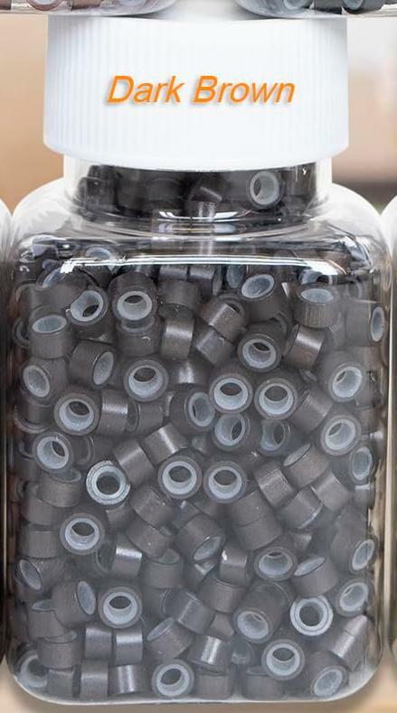 coloryoung 1000pcs 5mm Silicone Lined Micro Beads Hair Extensions Dark Brown by Deal US