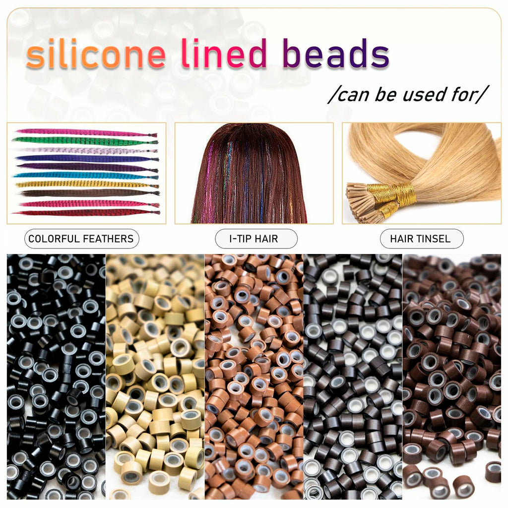 coloryoung 1000pcs 5mm Silicone Lined Micro Beads Hair Extensions Dark Brown by Deal US
