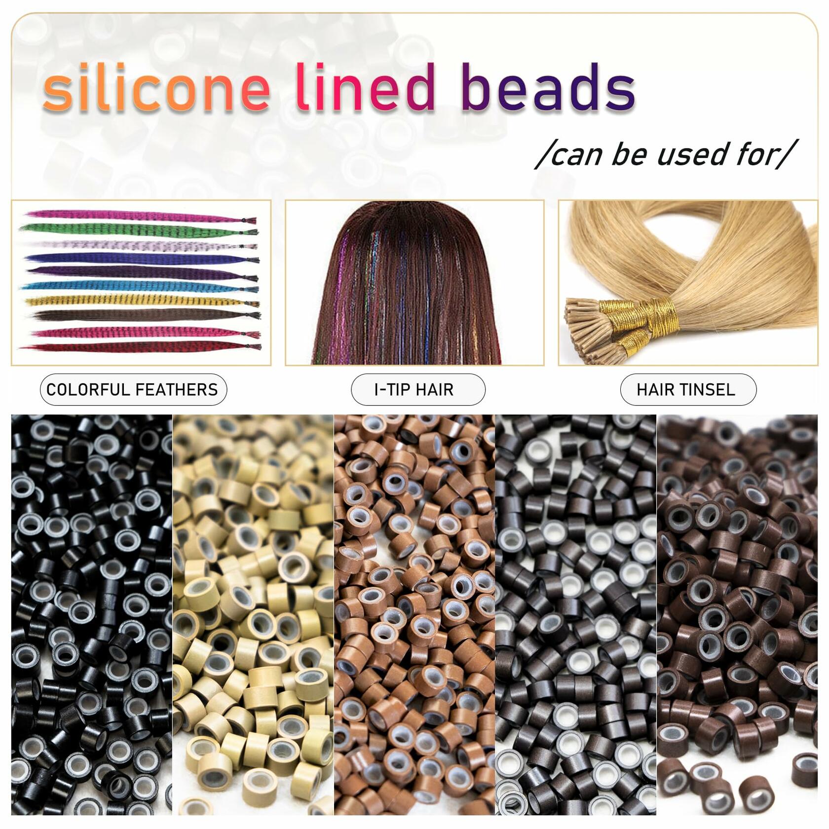 coloryoung 1000pcs 5mm Silicone Lined Micro Beads Hair Extensions Dark Brown by Deal US
