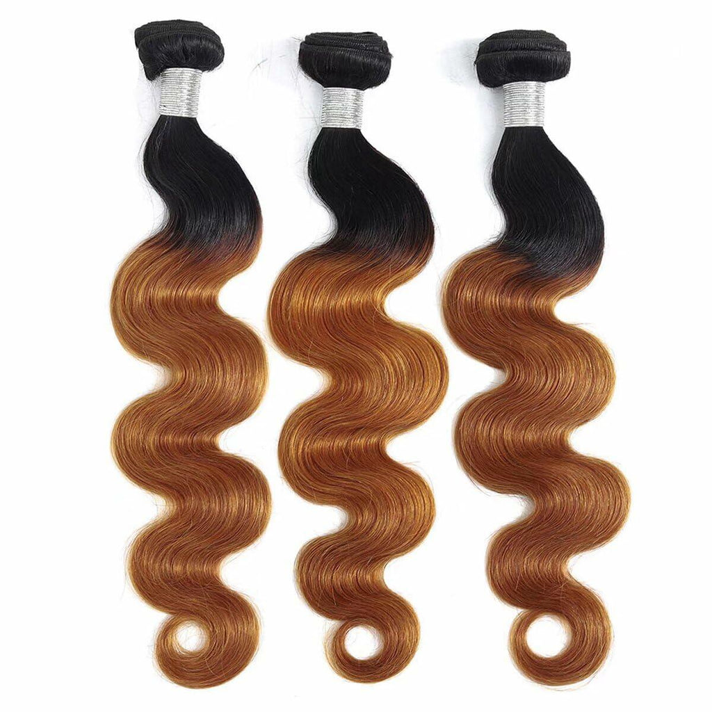 IMAYLI Body Wave 10A 4 Bundles 100% Unprocessed Ombre Brazilian Hair T1B/30 by Deal US