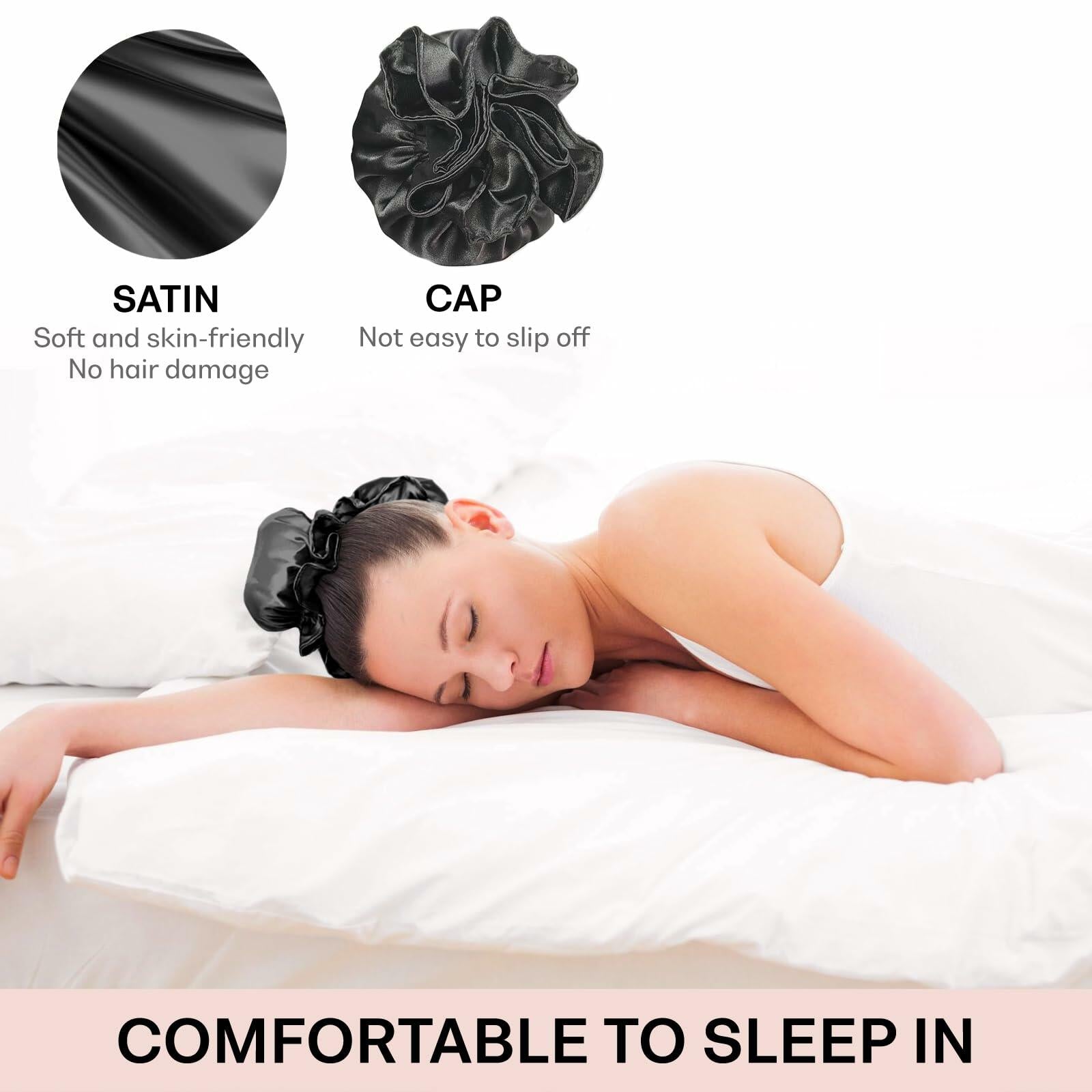 BLINKEEN Satin Heatless Hair Curlers Pillow Rollers with Caps Black 2 Sets by Deal US