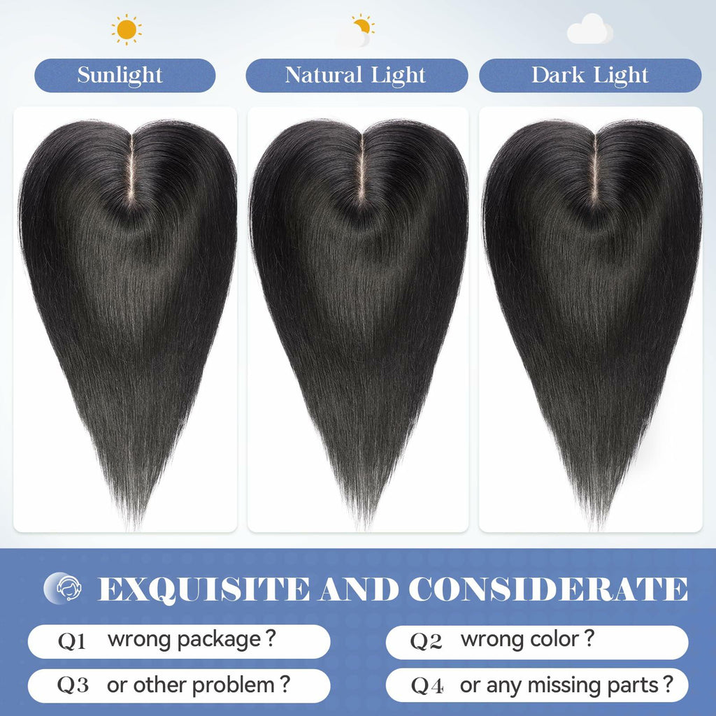 HAIRCUBE Hair Toppers for Women Real Human Hair 14in Natural Black 5x5.5in Base by Deal US