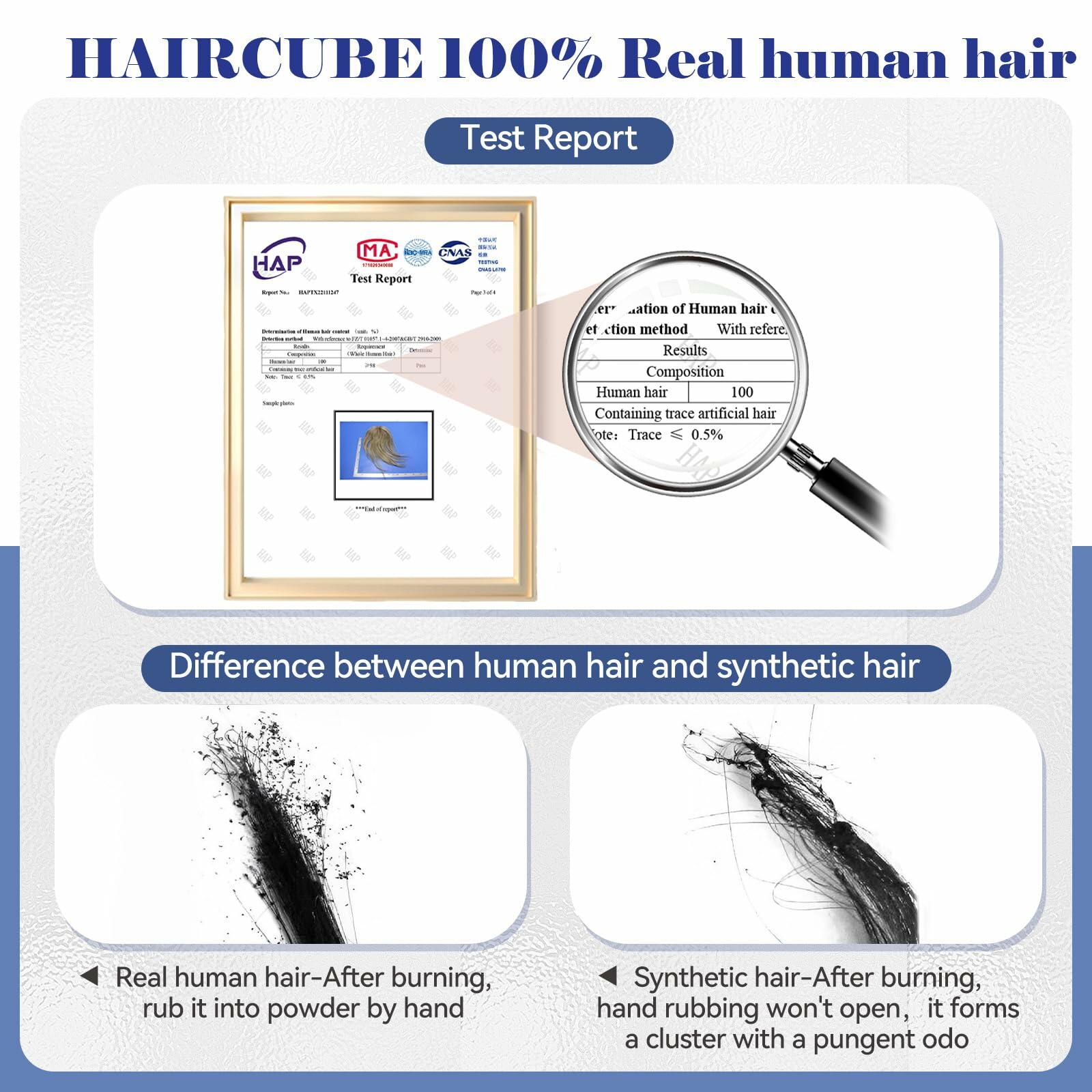 HAIRCUBE Hair Toppers for Women Real Human Hair 14in Natural Black 5x5.5in Base by Deal US