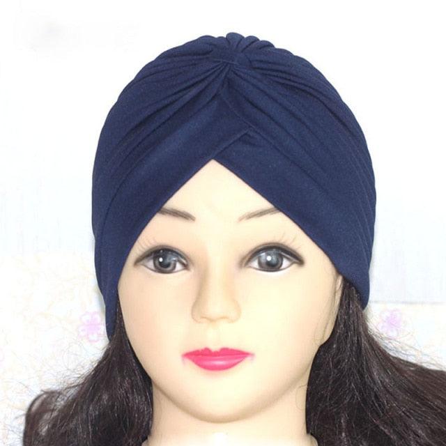 Autumn Winter Warm Headwear Soft Shine Silver Gold Lightweight Knot Twist Turban Headbands Cap Casual Streetwear Hats For Women by Stevvex