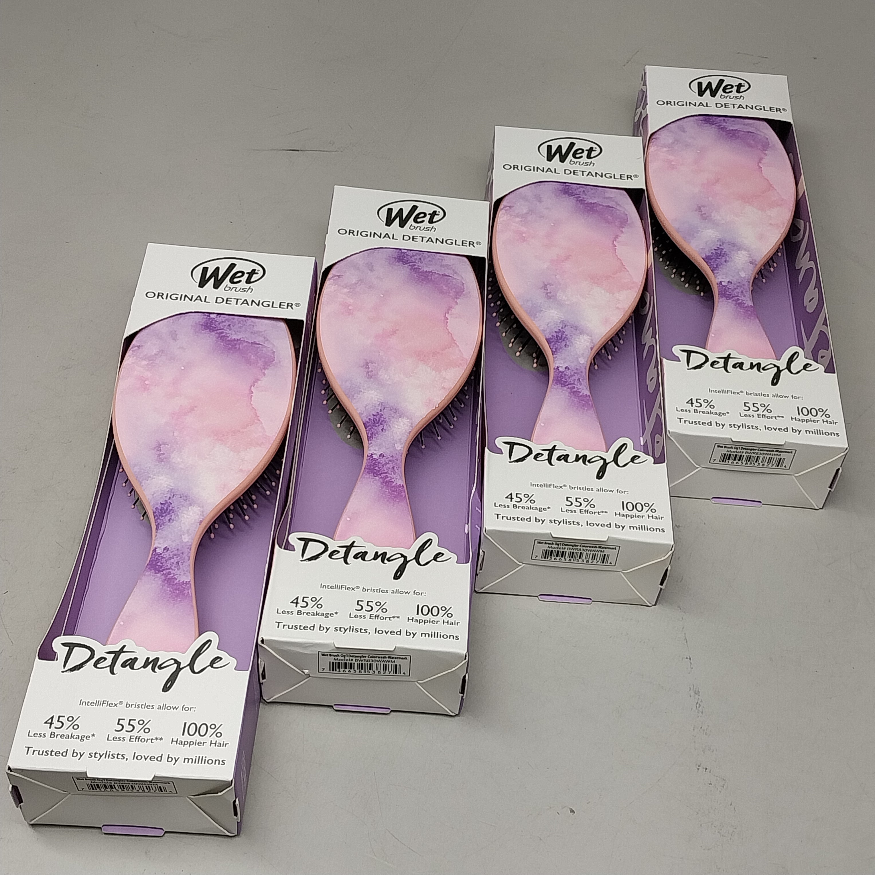 WET BRUSH (4 PACK) Original Detangler Hair Brush Pink / Purple Watermark Pattern by PayWut