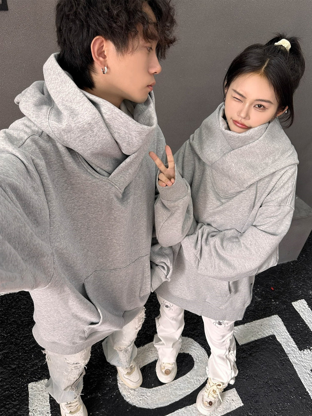 Loose High Collar Fleece Lined Hoodie by Ovriluxe Enterprises llc